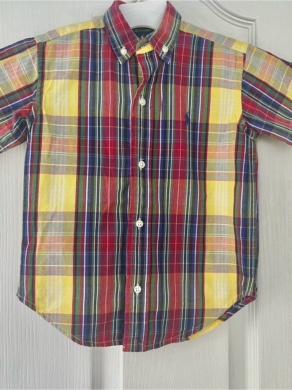 Ralph Lauren Toddler Boys Plaid Button Down Shirt Short Sleeve 2T Pony